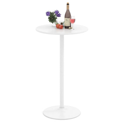 Table bistro en MDF blanc et métal avec piètement rond stable