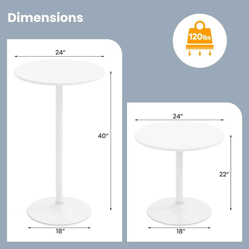 Table bistro en MDF blanc et métal avec piètement rond stable