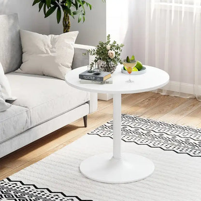 Table bistro en MDF blanc et métal avec piètement rond stable