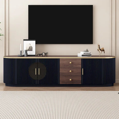 Meuble TV minimaliste moderne de 70,8 pouces pour téléviseurs jusqu'à 80 pouces, centre multimédia avec 3 tiroirs et 1 étagère