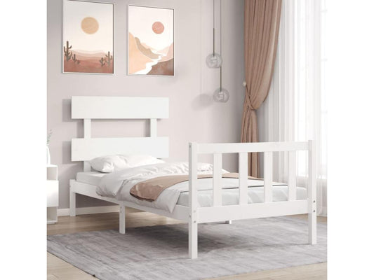 Cadre de lit en bois massif, blanc