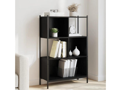 Bibliothèque en bois composite, 72 x 28 x 109 cm, noire