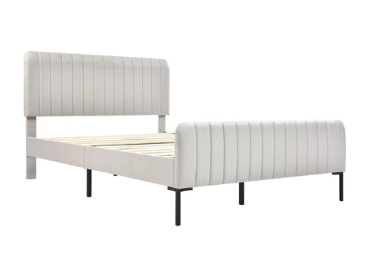 Lit en tissu, 160 x 200 cm, gris