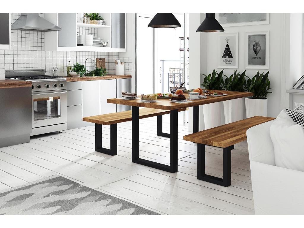 Banc en bois effet chêne, naturel