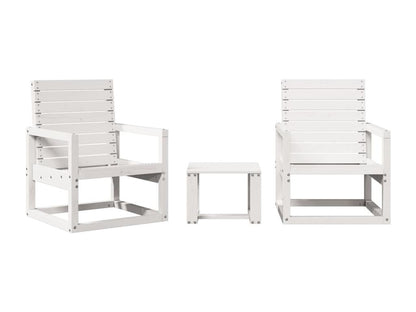 Ensemble de mobilier de jardin 3 pièces en bois massif, blanc