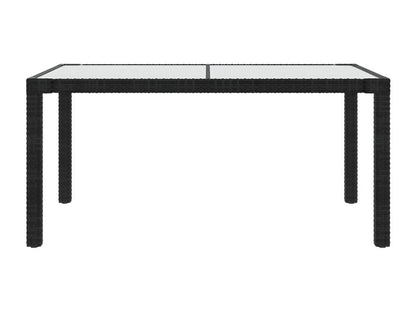Table en résine tressée, 150 x 90 x 75 cm, noire