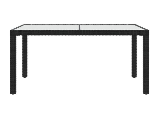 Table en résine tressée, 150 x 90 x 75 cm, noire
