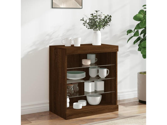 Buffet en bois imitation chêne, 60,5 x 37 x 67 cm, marron