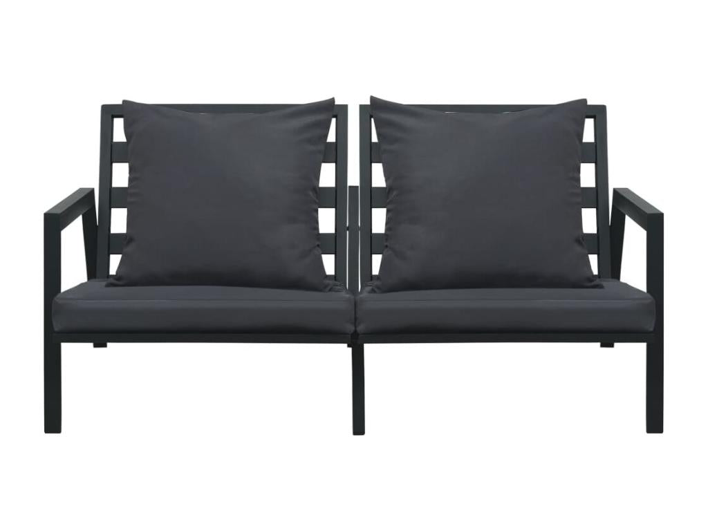 Ensemble de mobilier de jardin 5 pièces avec coussins, gris