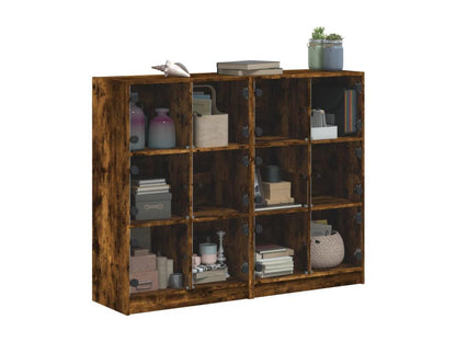 Bibliothèque en bois imitation chêne, 136 x 37 x 109 cm, marron