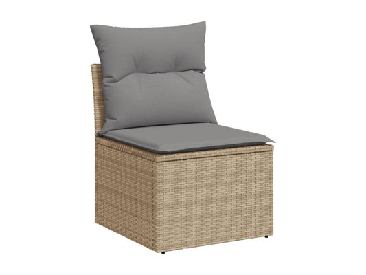 Ensemble de mobilier de jardin 6 pièces avec coussins, en résine tressée beige