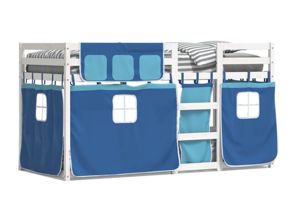 Cadre de lit superposé en pin massif, 90 x 190 cm, bleu