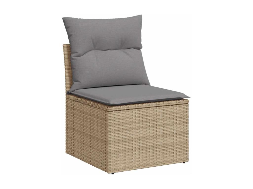 Ensemble de mobilier de jardin 5 pièces avec coussins, en résine tressée beige