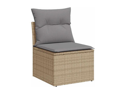 Ensemble de mobilier de jardin 5 pièces avec coussins, en résine tressée beige