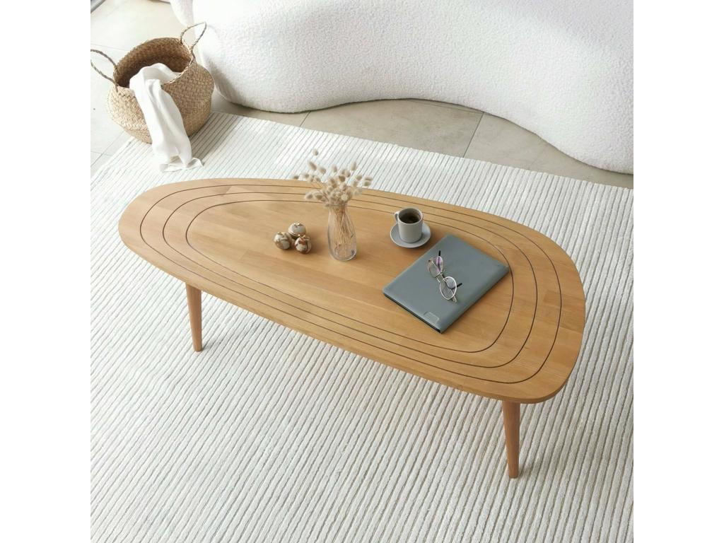 Canapé en bois effet chêne, 38 cm, beige