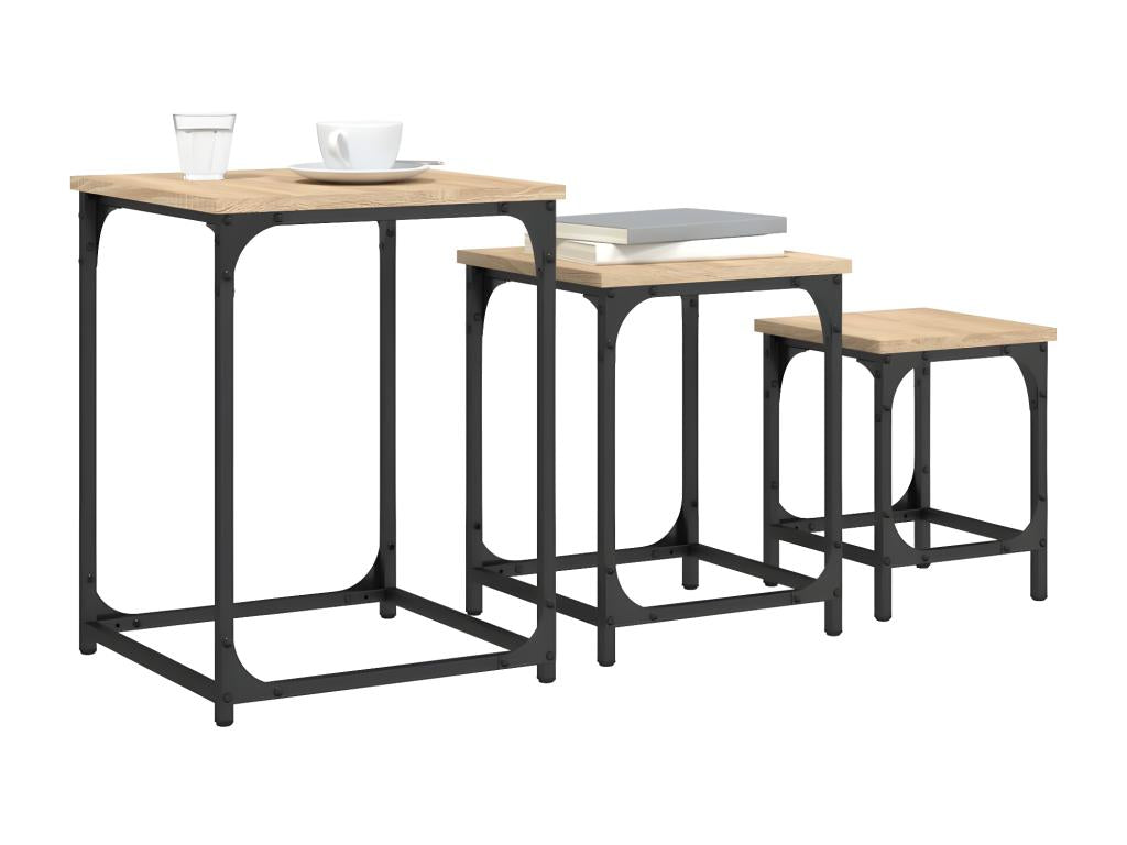 Ensemble de meubles de maison 3 pièces en bois effet chêne naturel