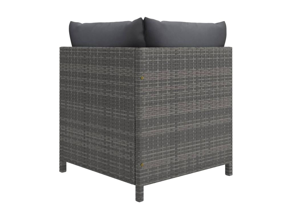 Ensemble de mobilier de jardin 7 pièces avec coussins, en résine tressée grise