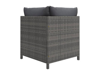 Ensemble de mobilier de jardin 7 pièces avec coussins, en résine tressée grise