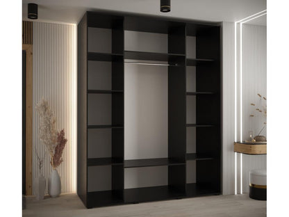 Armoire coulissante à 3 portes, 200 x 60 x 235,2 cm, noire