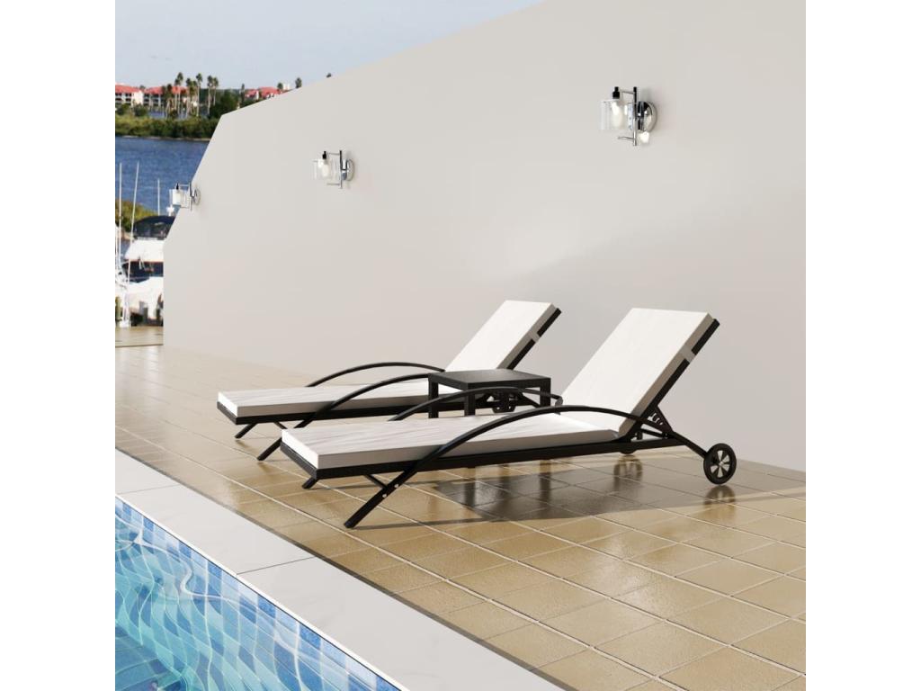 Table en résine tressée, noire