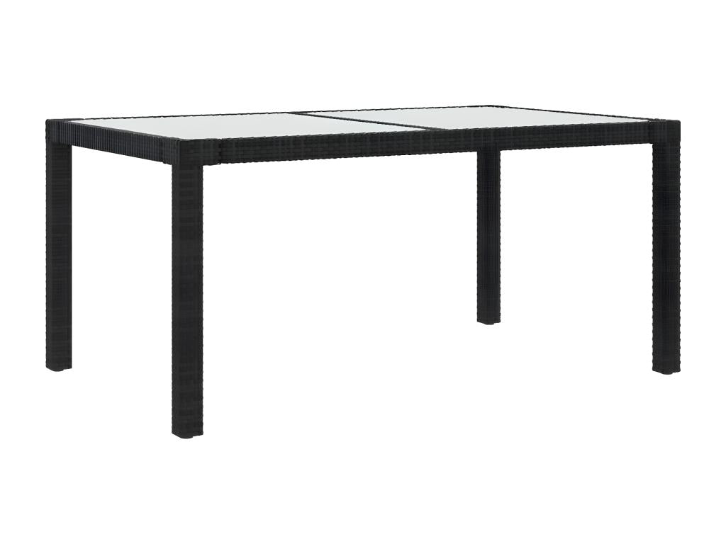 Table en résine tressée, 150 x 90 x 75 cm, noire