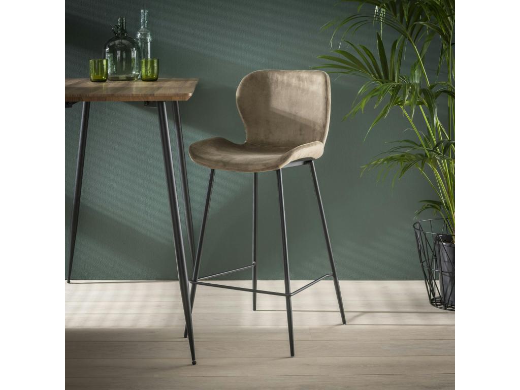 Fauteuil en velours beige