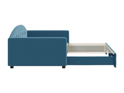 Lit en velours, 100 x 200 cm, bleu