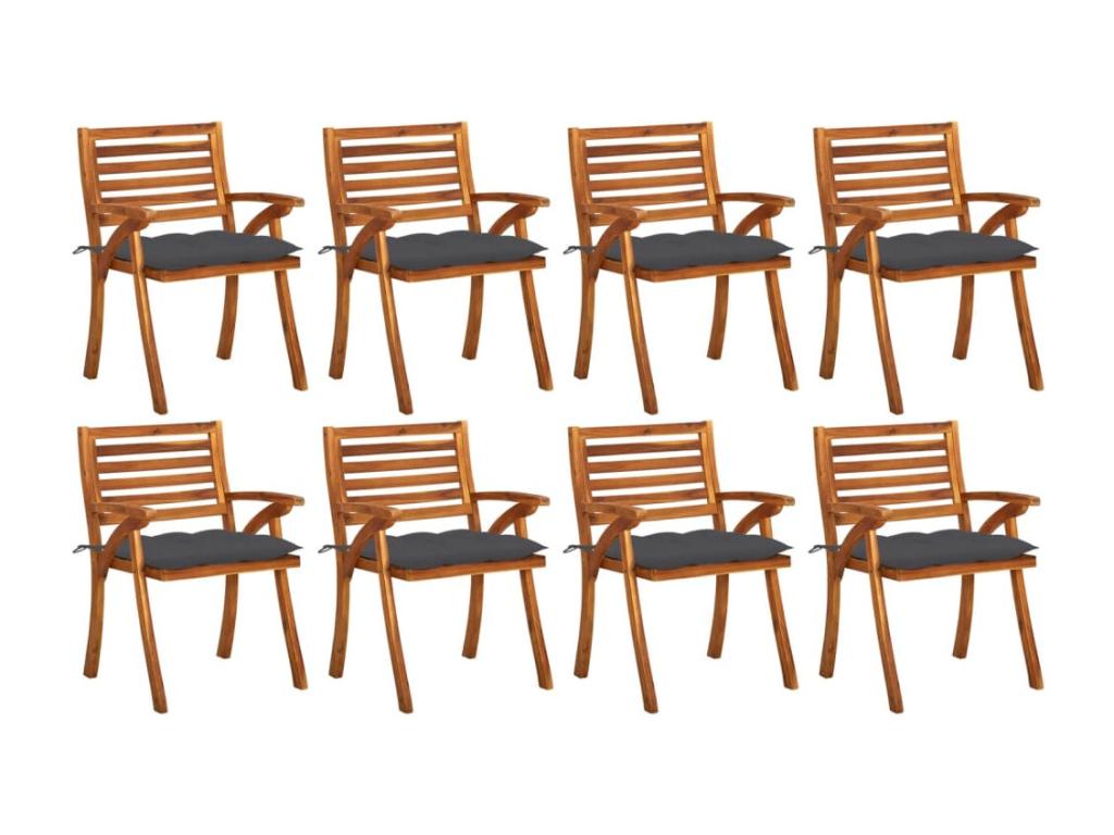 Ensemble de mobilier de jardin 8 pièces avec coussins, gris