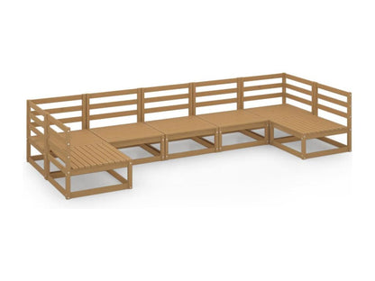 Ensemble de mobilier de jardin 7 pièces en pin massif, marron