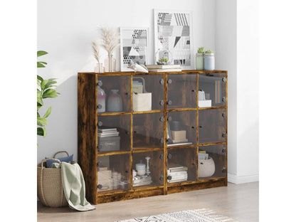 Bibliothèque en bois imitation chêne, 136 x 37 x 109 cm, marron