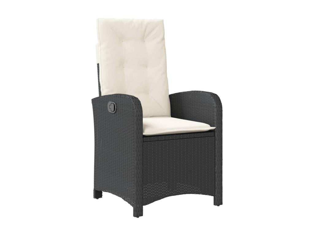 Ensemble de mobilier de jardin 9 pièces avec coussins, en résine tressée noire.