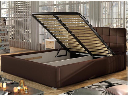 Lit en tissu, 140 x 200 cm, gris