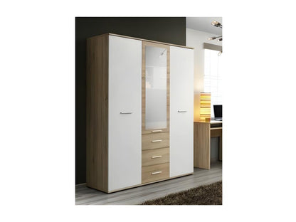 Armoire 3 portes en bois imitation chêne, 191 cm, blanche