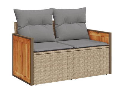 Ensemble de mobilier de jardin 10 pièces avec coussins, en résine tressée beige