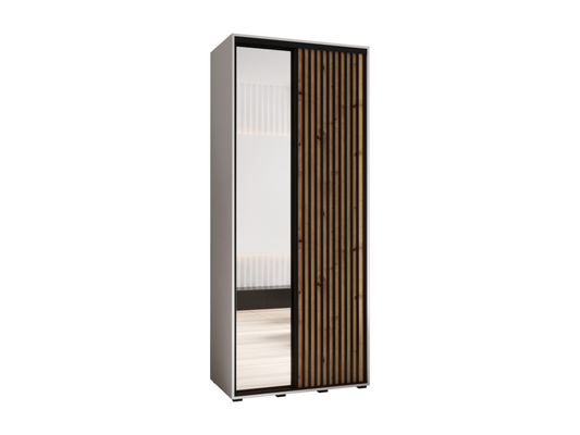 Armoire coulissante à 2 portes, 110 x 60 x 235,2 cm, blanche