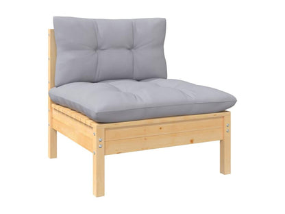 Ensemble de mobilier de jardin 8 pièces avec coussins, en pin massif gris