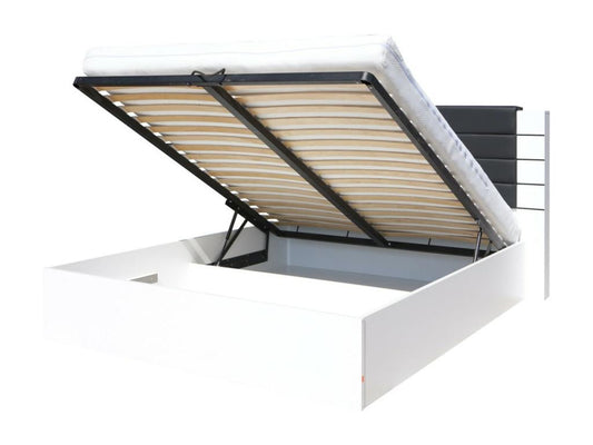 Lit en cuir, 180 cm, blanc