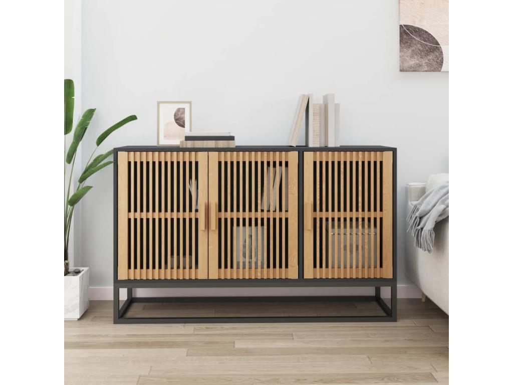 Buffet en bois composite, 105 x 30 x 65 cm, noir