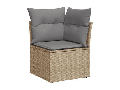 Ensemble de mobilier de jardin 10 pièces avec coussins, en résine tressée beige