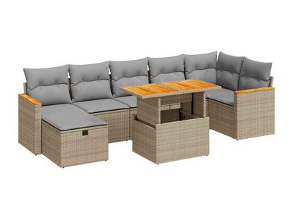 Ensemble de mobilier de jardin 5 pièces avec coussins, en résine tressée beige