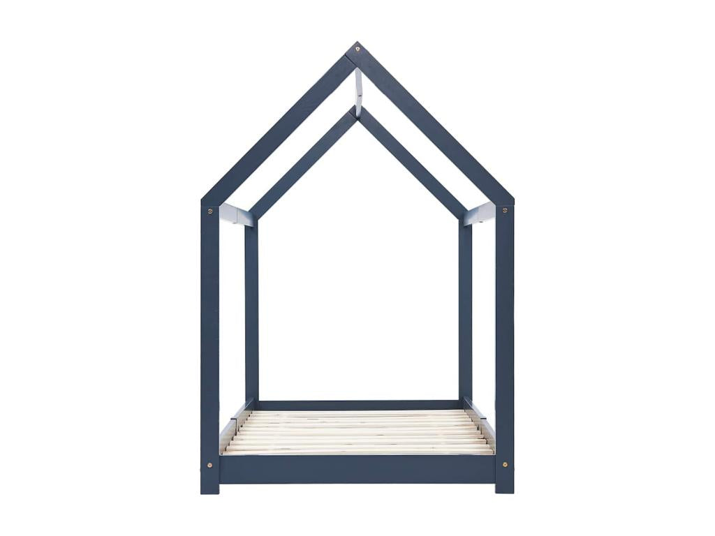 Cadre de lit en pin massif, 90 x 200 cm, gris