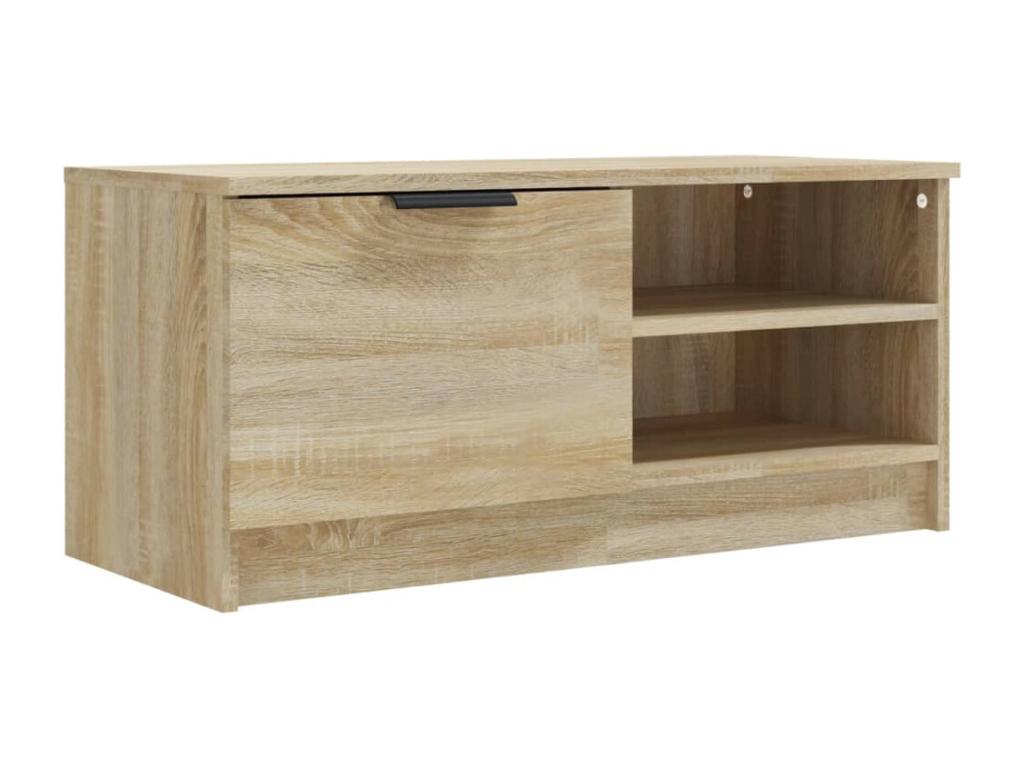 Meuble TV en bois imitation chêne, 80 x 35 x 36,5 cm, marron