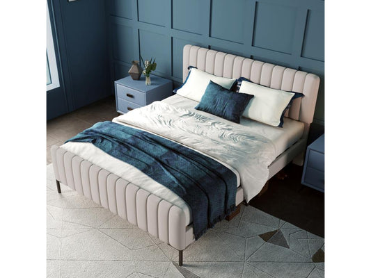 Lit en tissu, 160 x 200 cm, gris