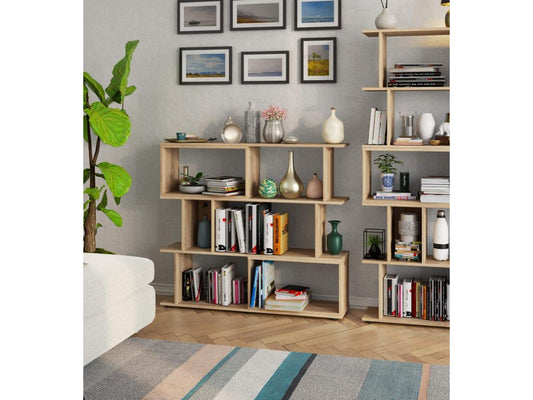 Étagère en bois effet chêne, 120 x 28,4 x 107,5 cm, naturel