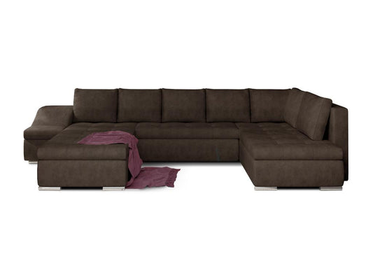 Canapé-lit convertible en tissu, 340 cm, marron