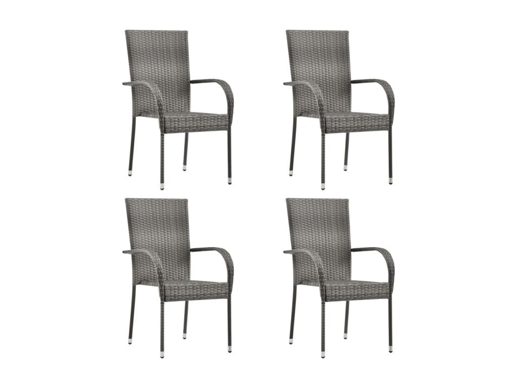 Ensemble de mobilier de jardin 5 pièces, gris