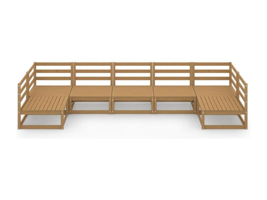 Ensemble de mobilier de jardin 7 pièces en pin massif, marron