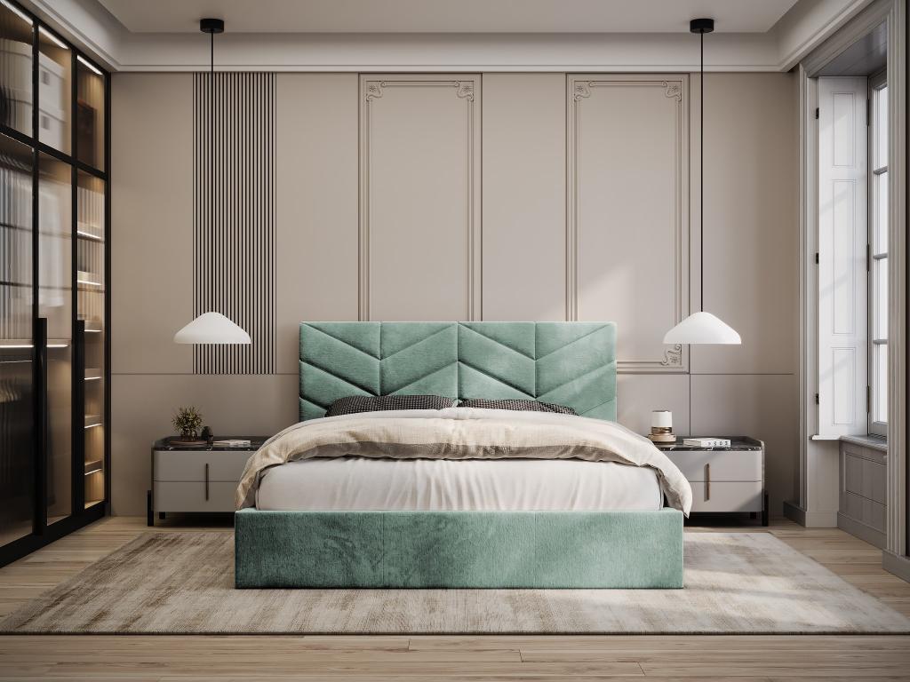 Lit en tissu, 140 x 190 cm, vert