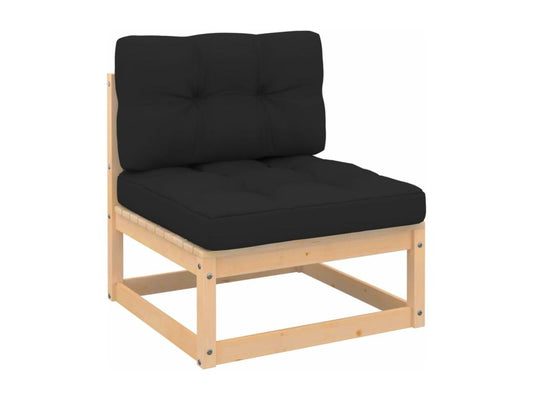 Ensemble de mobilier de jardin 8 pièces avec coussins, en pin massif gris