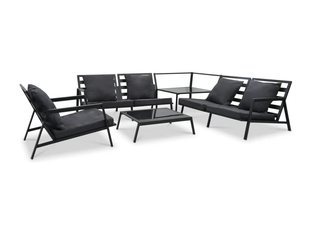Ensemble de mobilier de jardin 5 pièces avec coussins, gris